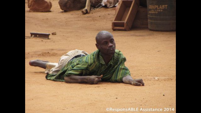 We were extremely grateful to meet many disabled people who shared with us a little of their lives. A young physically disabled man crawls across the dirt floor of the communal yard which is shared by several households