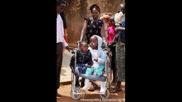 It seems prevalent in African society for the father to leave his family if a child is born with a disability. Thankfully, the children are often fortunate to have amazing mothers. A mother pushes her two disabled children in the same wheelchair