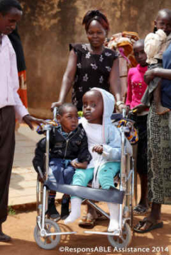 It seems prevalent in African society for the father to leave his family if a child is born with a disability. Thankfully, the children are often fortunate to have amazing mothers. A mother pushes her two disabled children in the same wheelchair