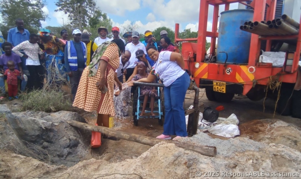During the 24 hours of continuous water testing for pressure and quality, Cecilia, Kitengela Rotary Club members and the local community enjoy the moment.