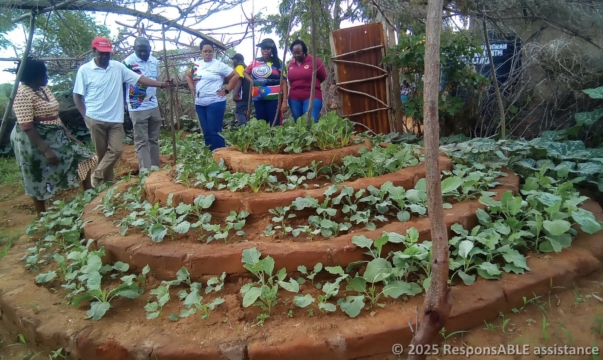 The Kitengela Rotary Club members visiting Nzembi's vegetable garden.