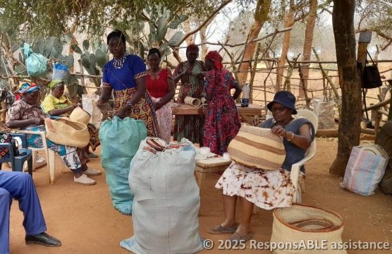 Woven products made by Fursa group members being prepared for shipment.